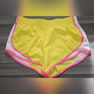Womens Medium Xersion Athletic Yellow Pink White Shorts